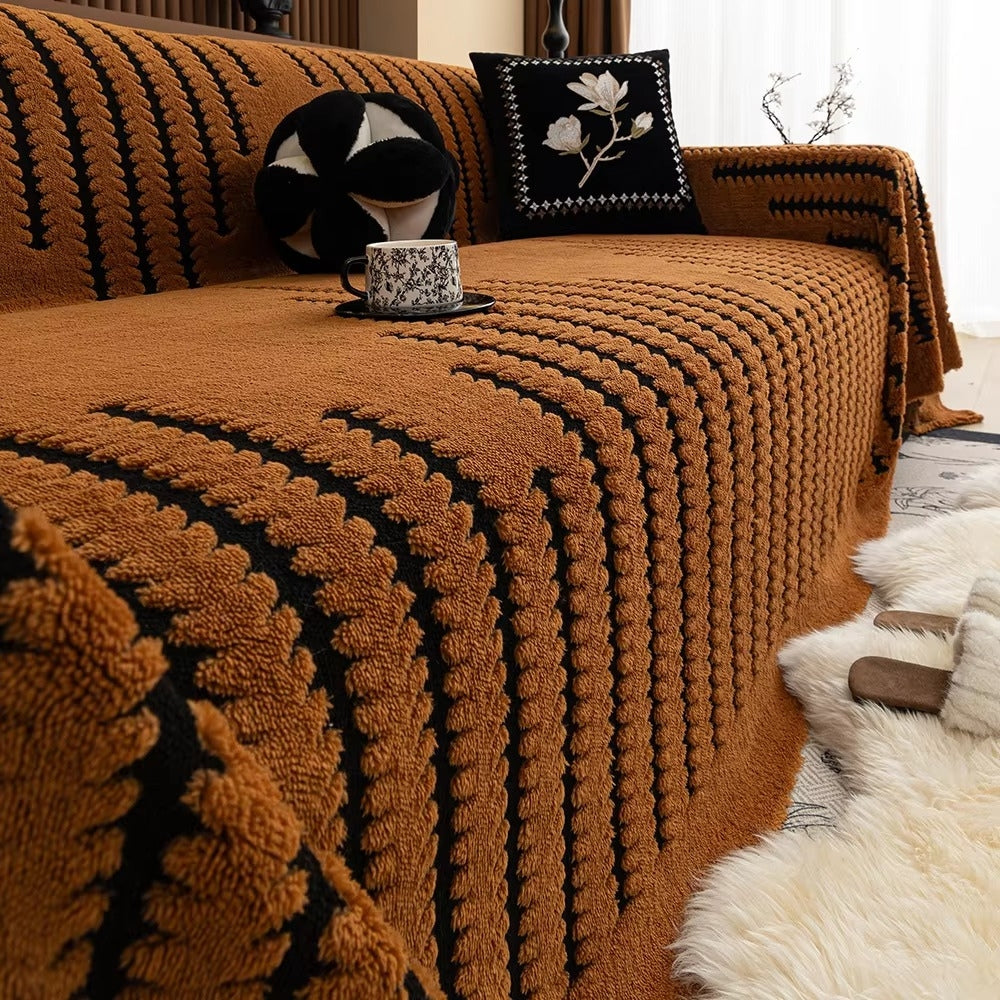 Heritage Plush Tufted Sofa Cover | Warm Vintage Comfort and Protection