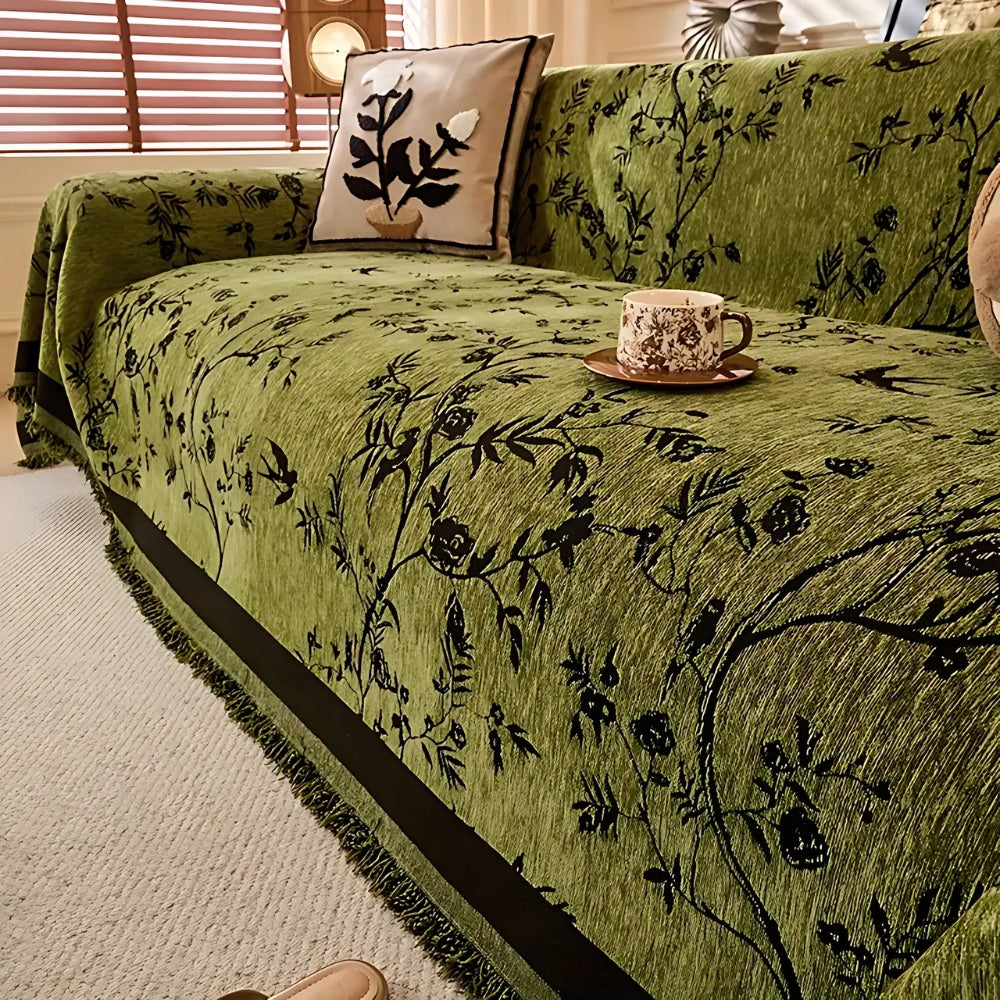 Ormel Elegant Chenille Sofa Cover | Floral Vintage Comfort and Style