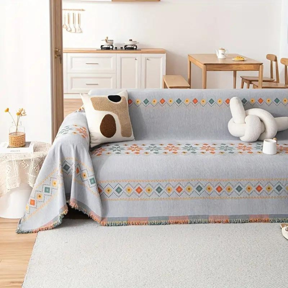 Stylish Boho Sofa Cover | Tassel Design with Cozy Everyday Protection