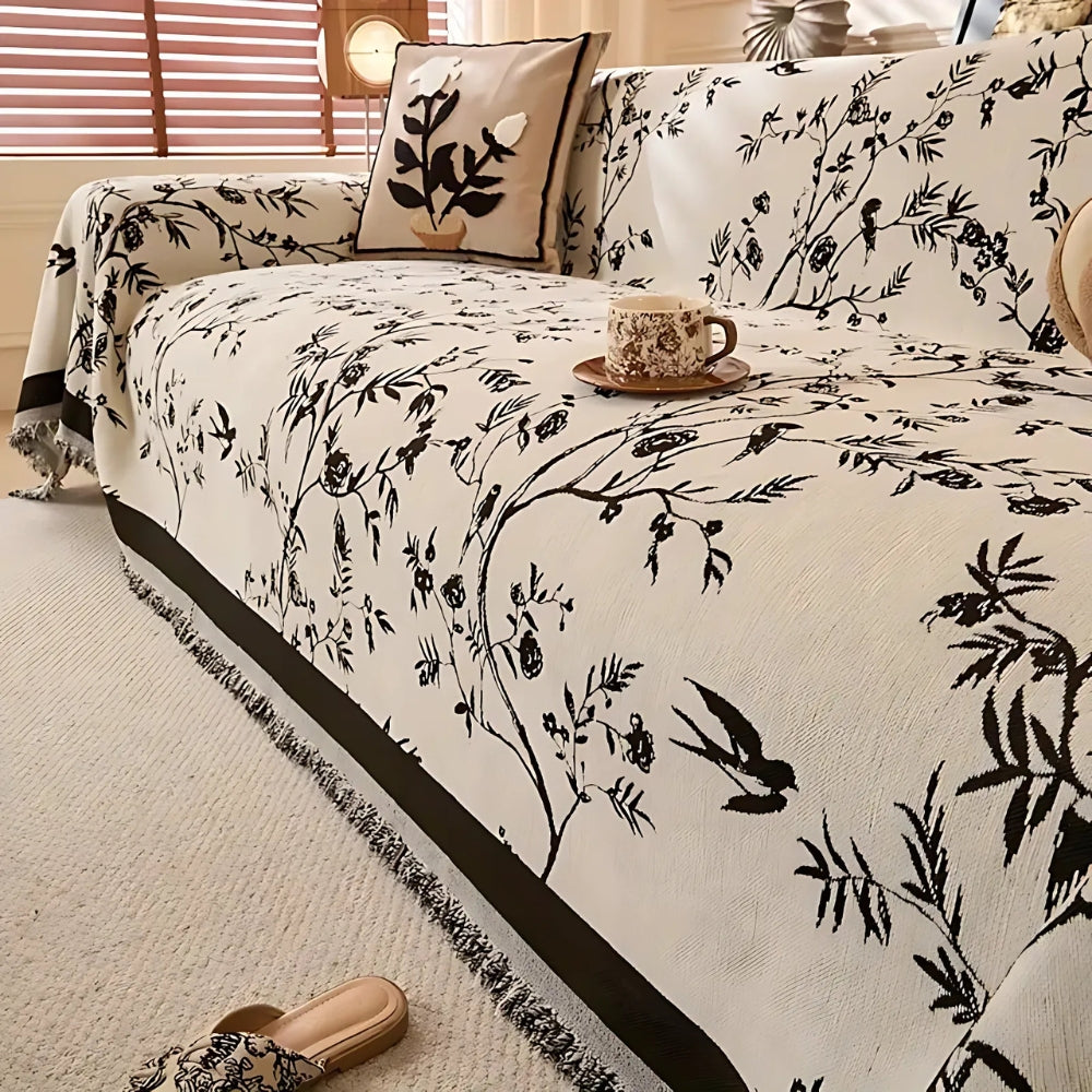 Ormel Elegant Chenille Sofa Cover | Floral Vintage Comfort and Style