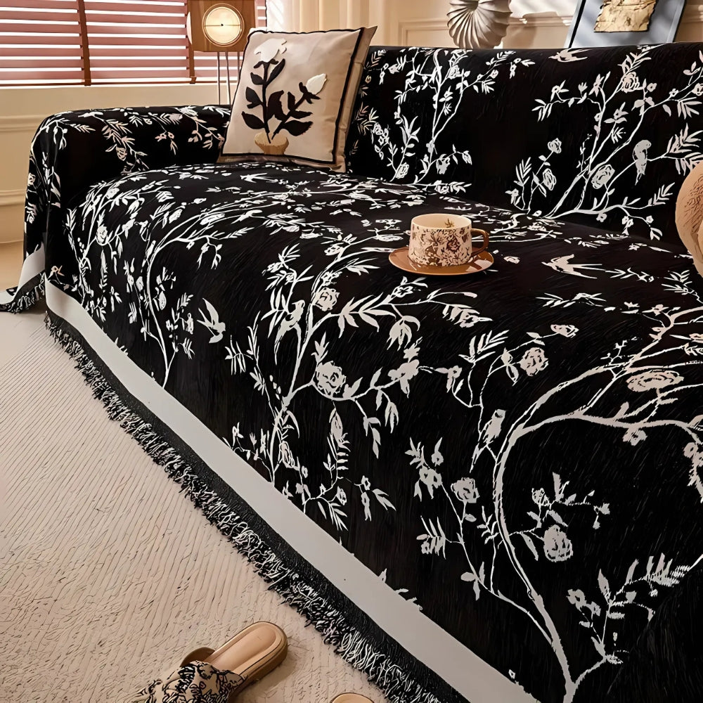 Ormel Elegant Chenille Sofa Cover | Floral Vintage Comfort and Style