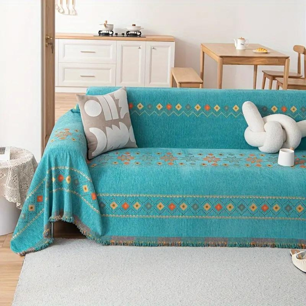 Stylish Boho Sofa Cover | Tassel Design with Cozy Everyday Protection