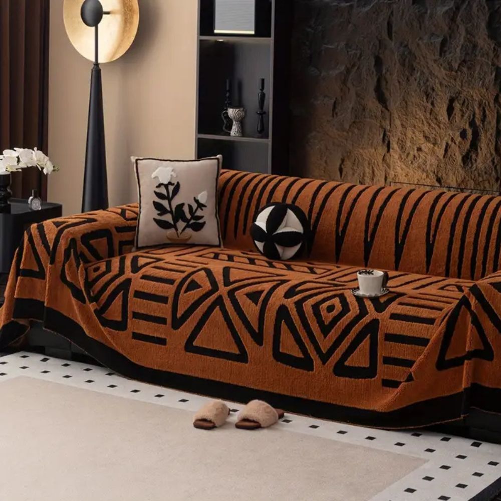 Luxury Urban Maze Sofa Cover | Modern Velvet Texture and Protection