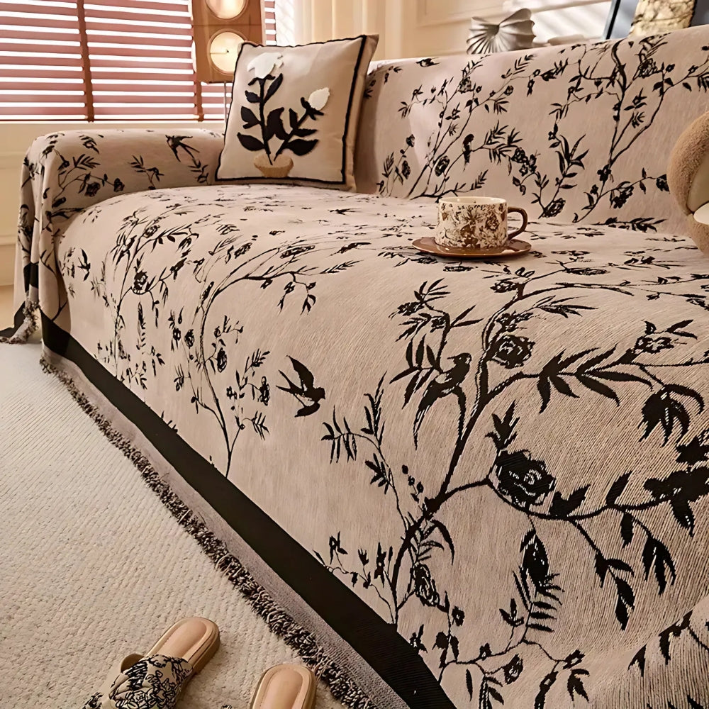 Ormel Elegant Chenille Sofa Cover | Floral Vintage Comfort and Style
