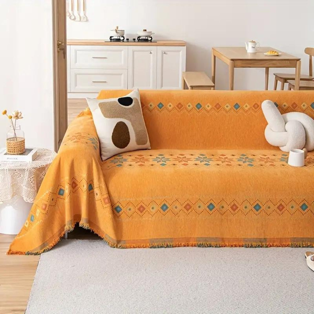 Stylish Boho Sofa Cover | Tassel Design with Cozy Everyday Protection