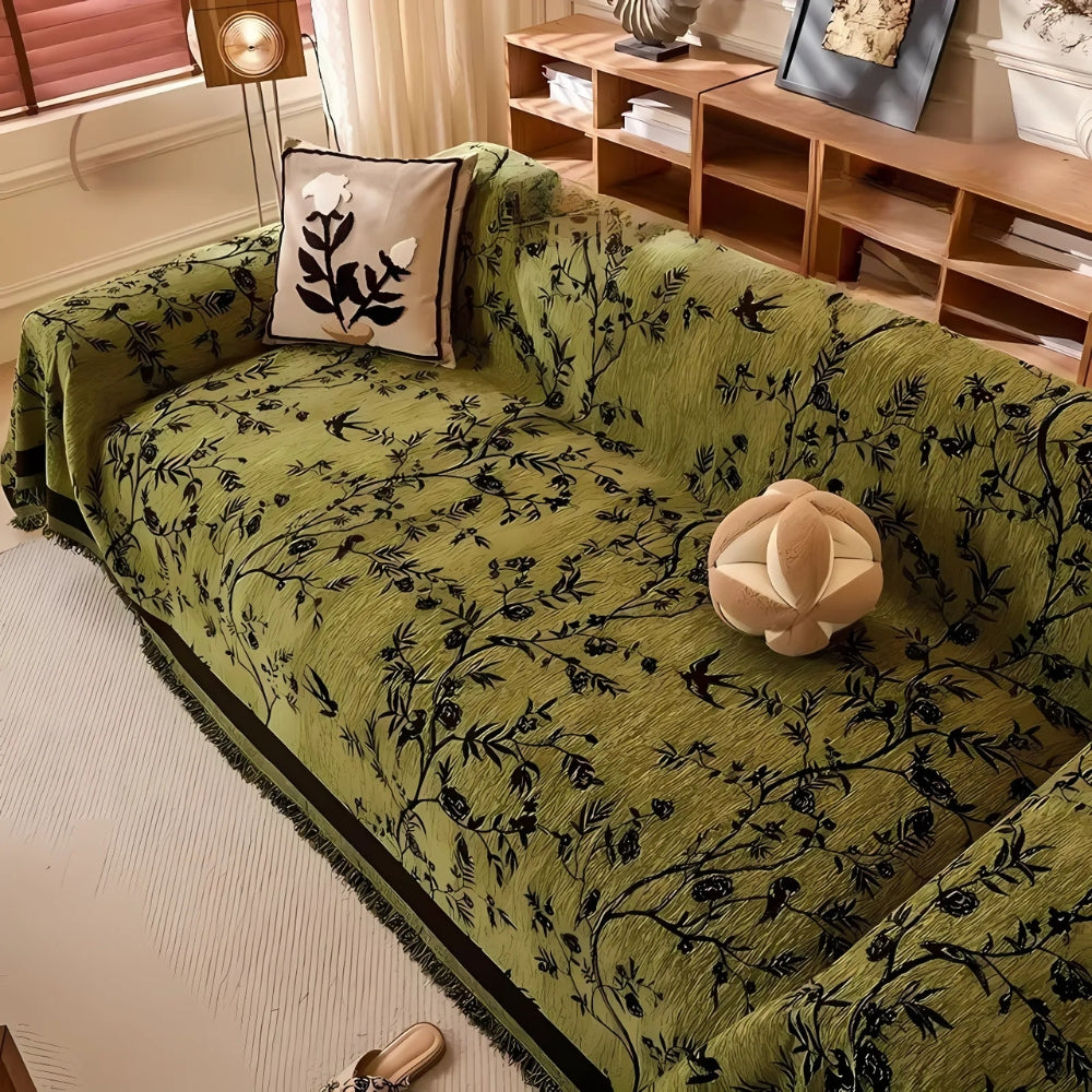 Ormel Elegant Chenille Sofa Cover | Floral Vintage Comfort and Style