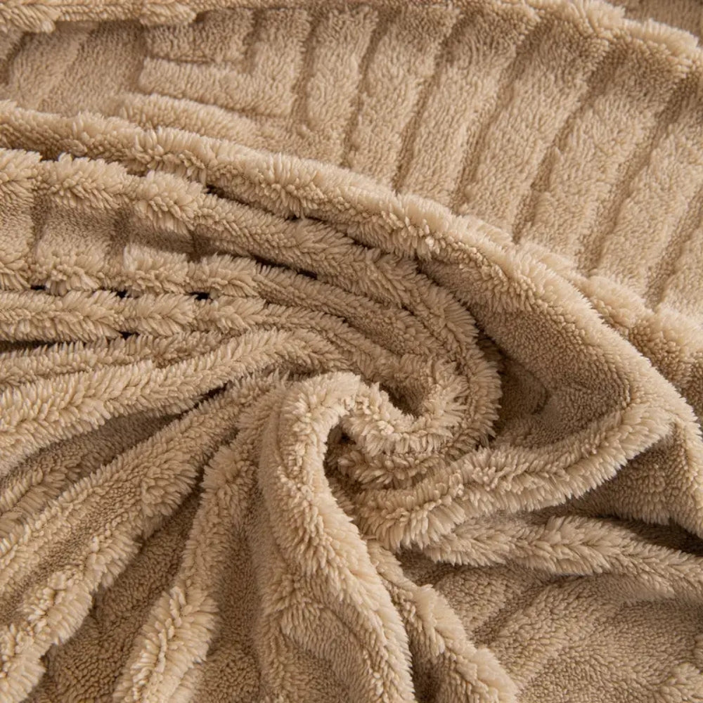 Herringbone Leaf Fleece Sofa Cover | Soft Stylish Protection for Every Home