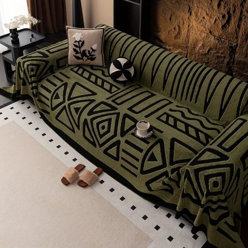 Luxury Urban Maze Sofa Cover | Modern Velvet Texture and Protection