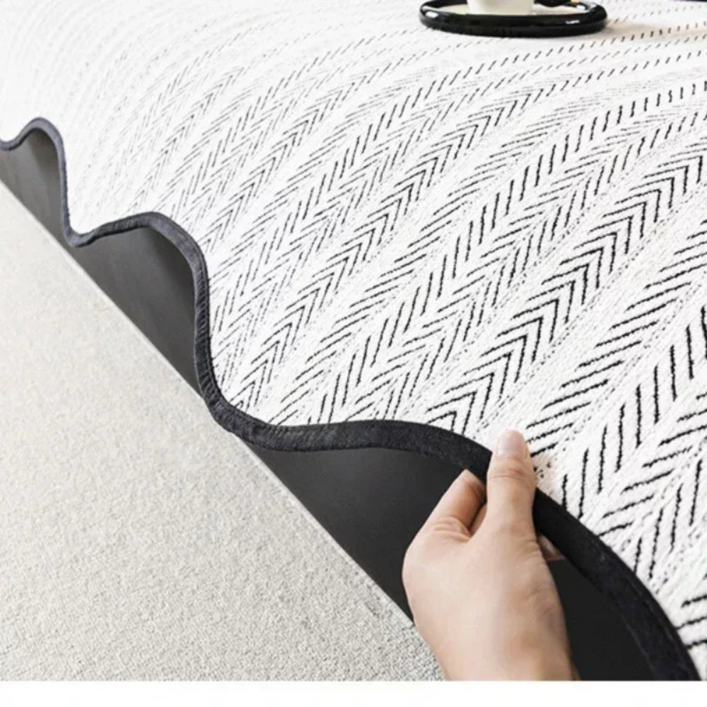 Aurivelle Herringbone Sofa Cover | Scalloped Edge Luxury Protection