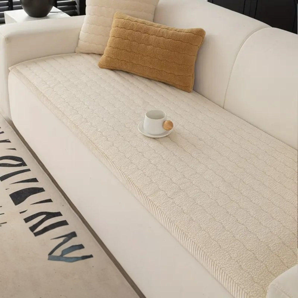 Chic Thick Plush Sofa Cover | Soft Scratch-Resistant Cozy Design
