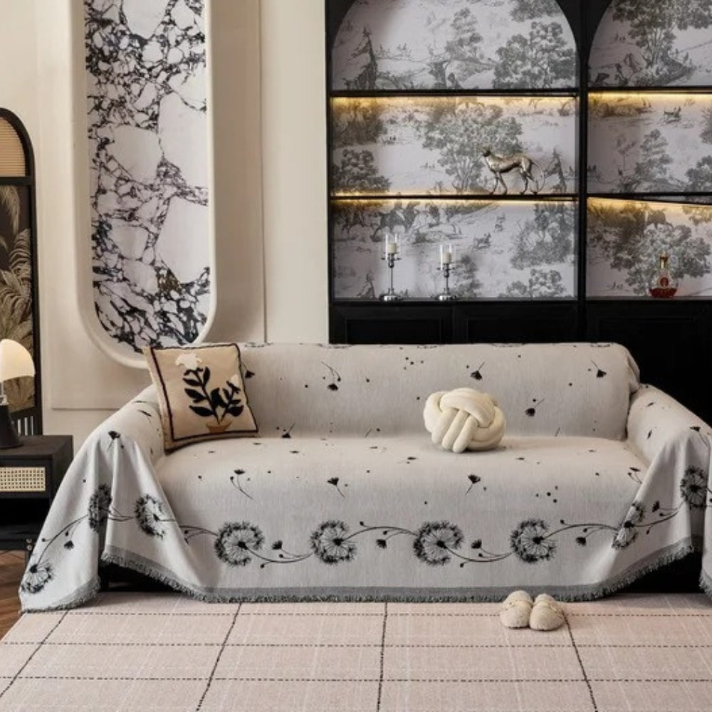 Japandi Dandelion Puff Sofa Cover | Light Natural Style and Protection
