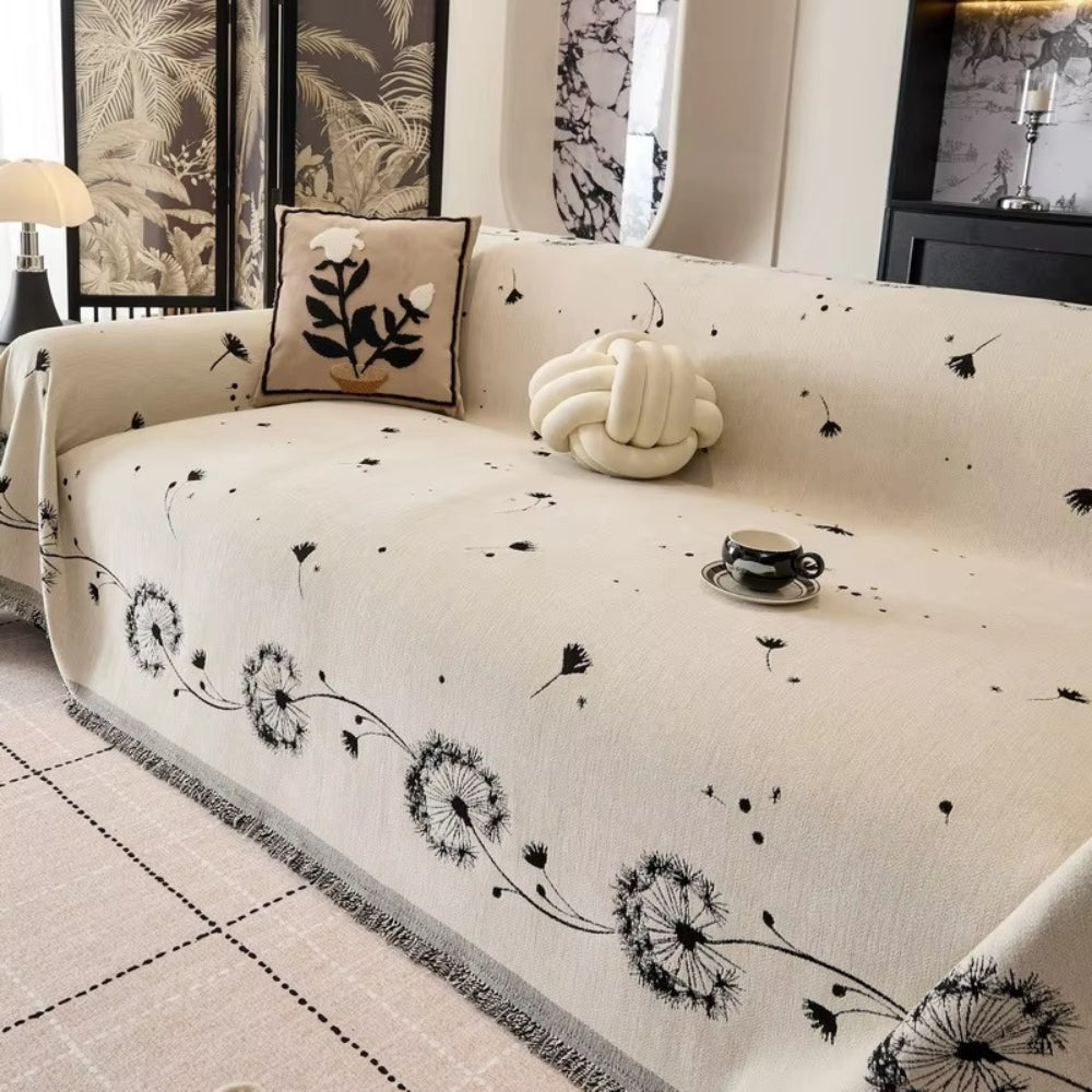 Japandi Dandelion Puff Sofa Cover | Light Natural Style and Protection