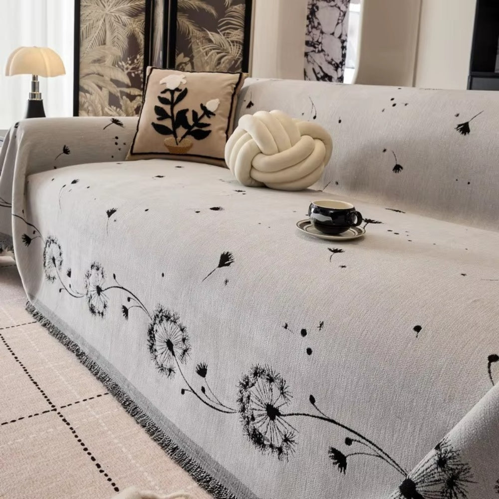 Japandi Dandelion Puff Sofa Cover | Light Natural Style and Protection