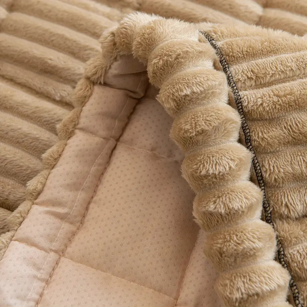 Plush Pleated Sofa Cover | Cozy Protection for Everyday Living